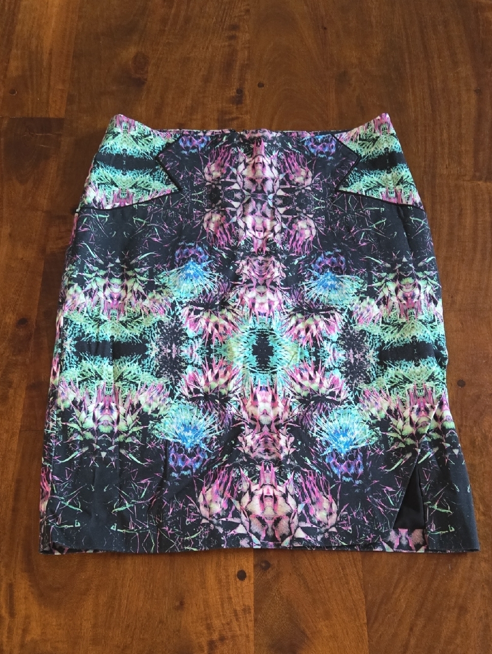 Rachel Roy Neon Floral Kaleidoscope Pencil Skirt Size 6